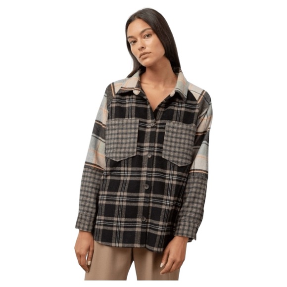 RAILS Wool Blend Ridley Patchwork Flannel Shirt Jacket Shacket, Size Small - Picture 1 of 16